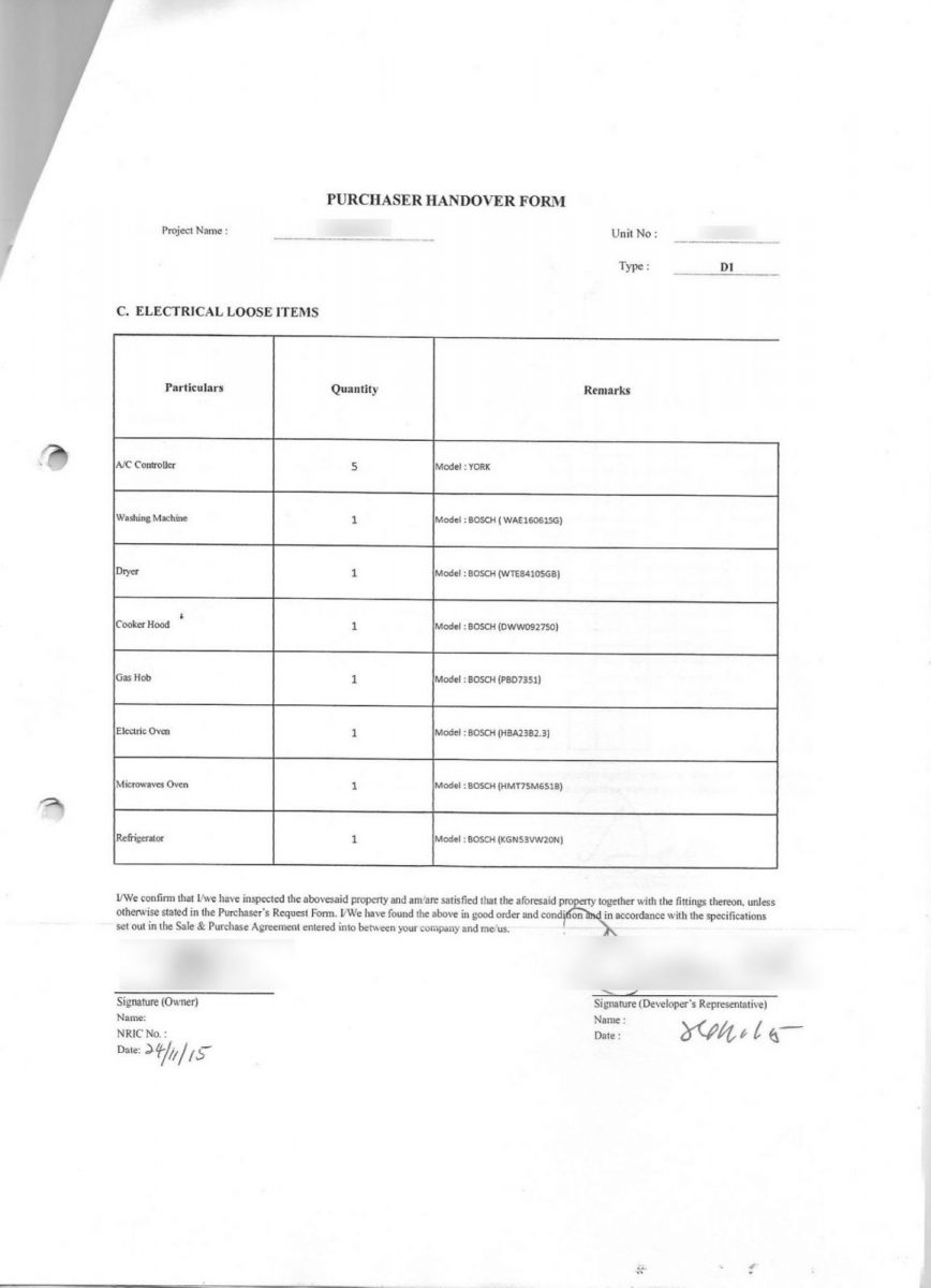 Key Handover Form