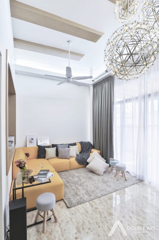 Scandinavian interior design in this bedroom in Puchong by Double Art Design Studio