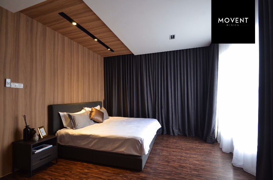 Bedroom design with wooden flooring by Movent Design