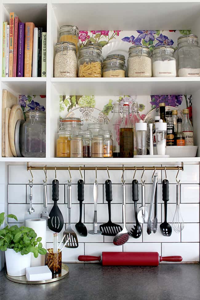 simple and easy. hack your shower rail for one of the most practical IKEA kitchen hacks.