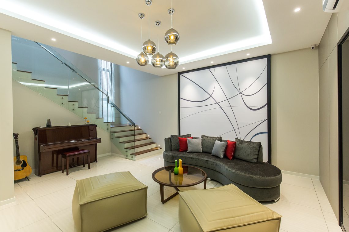 modern living room plaster ceiling design