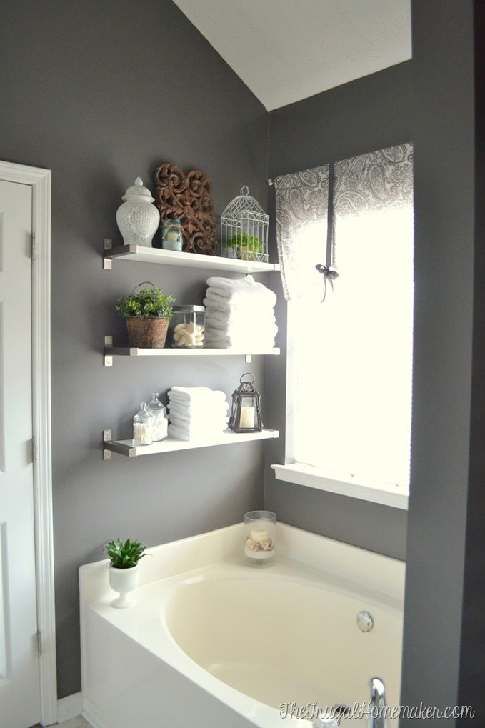  IKEA shelves above the bathtub