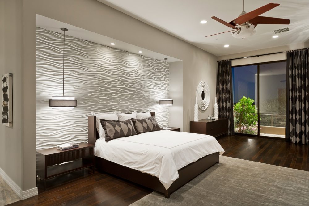 3D panel bedroom feature wall.