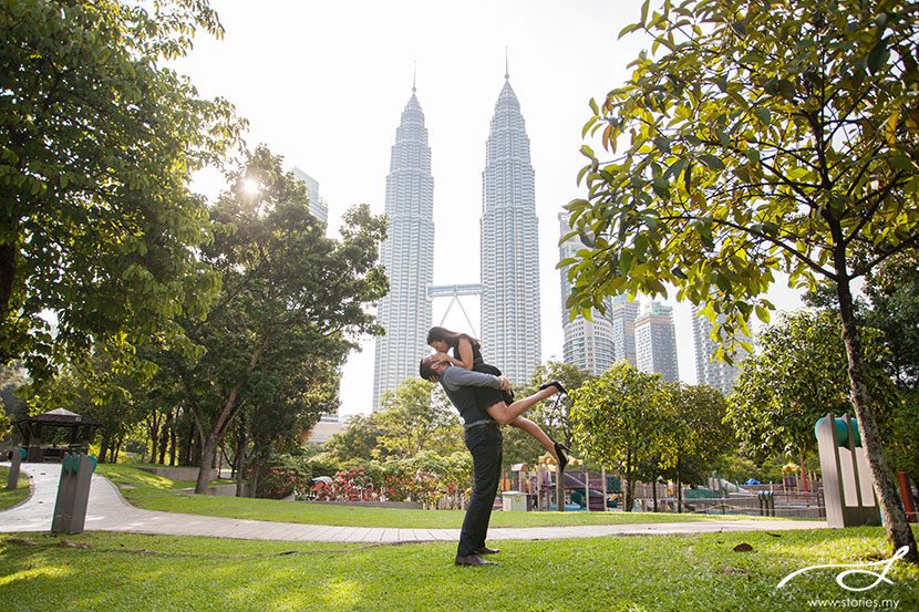 pre-wedding photos, klcc park