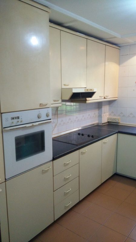 Before: kitchen cabinets in 30 year old apartment in Bangsar