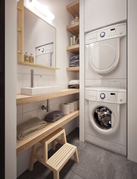 Small bathroom laundry