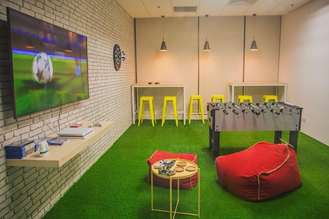 Office break room with PS4, dartboard and table soccer at ByondWave office in Bangsar South. Source: EzyOffice