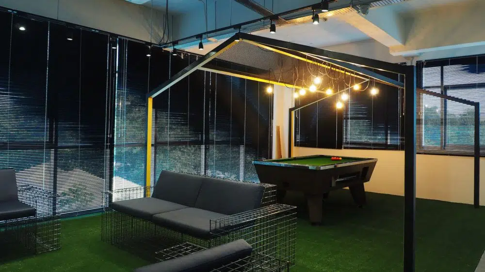 Games room with office pool table at Silverlake office in Taman Sains Selangor. Project by Sachi Interior and EzyOffice
