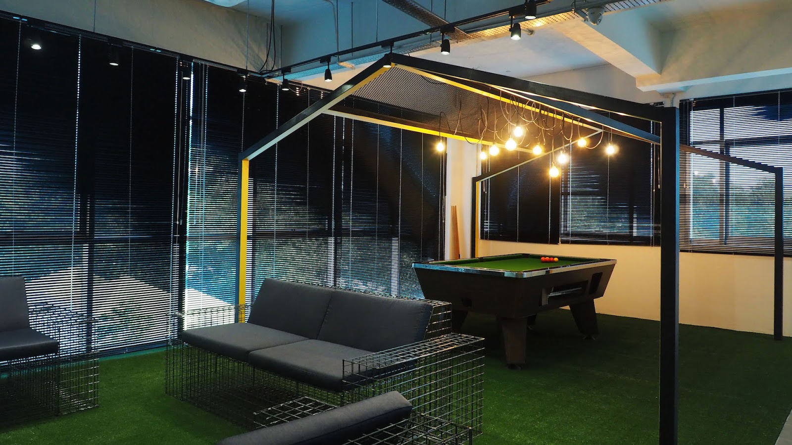 Games room with office pool table at Silverlake office in Taman Sains Selangor. Project by Sachi Interiors and EzyOffice