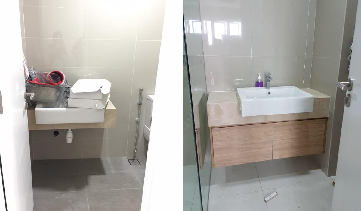 Bathroom cabinet installation at Le Yuan Residence - Kuchai Lama