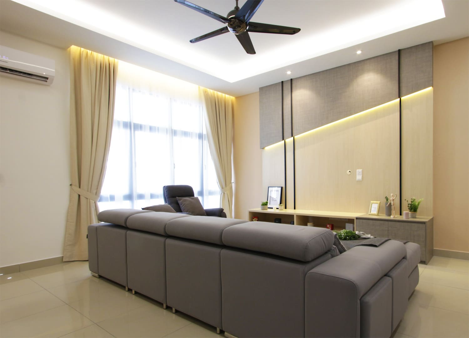 contemporary living design by R.Works. Project is in Southville City, Bangi