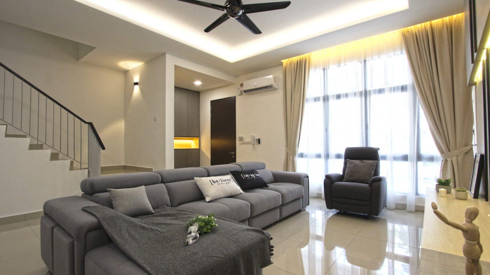 contemporary living design by R.Works. Project is in Southville City, Bangi