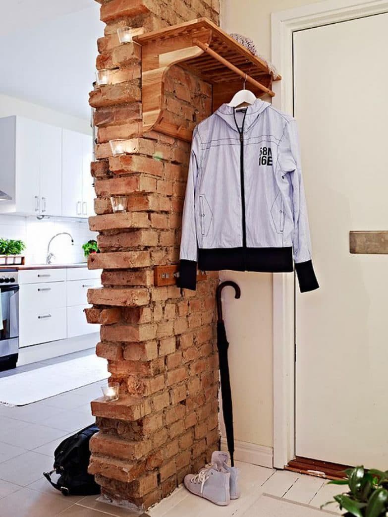 Exposed brick wall partition