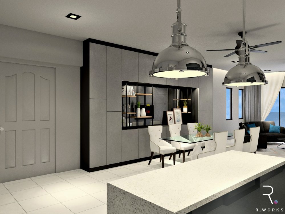 3D rendering of fully furnished dining area
