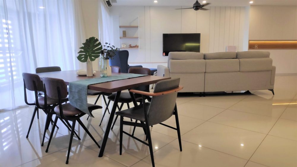 Living and dining area after interior design