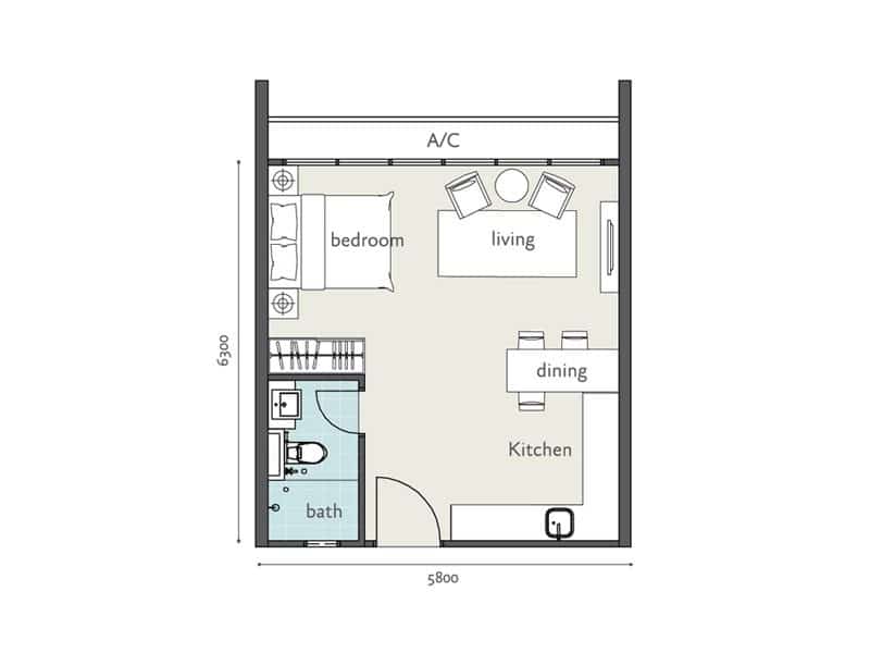 Floor plan for Type A unit, Tropicana Bay Residences