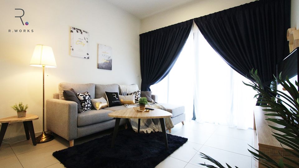 Modern chic living room in apartment unit at Seventeen Residences