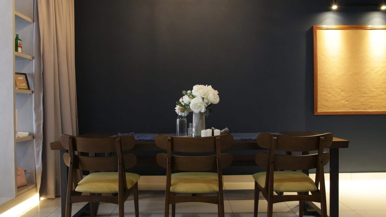 Dark wood dining table that seats six at The Salve, 3 Towers, Jalan Ampang