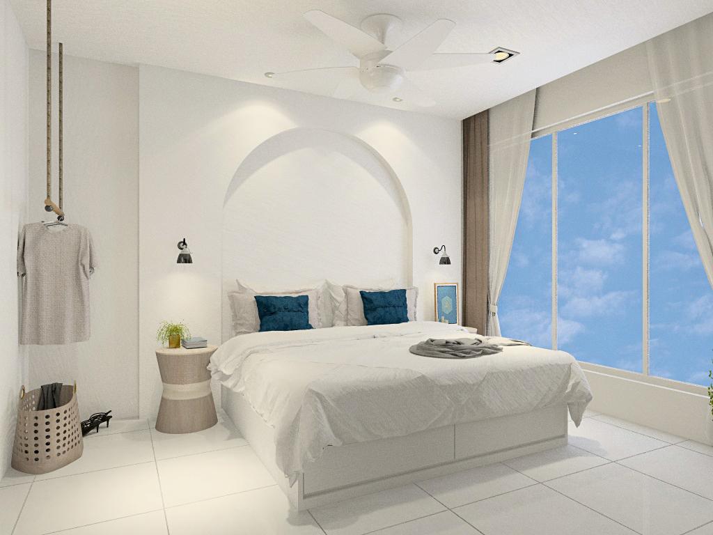 Design bilik tidur dan rumah modern bertema Santorini 