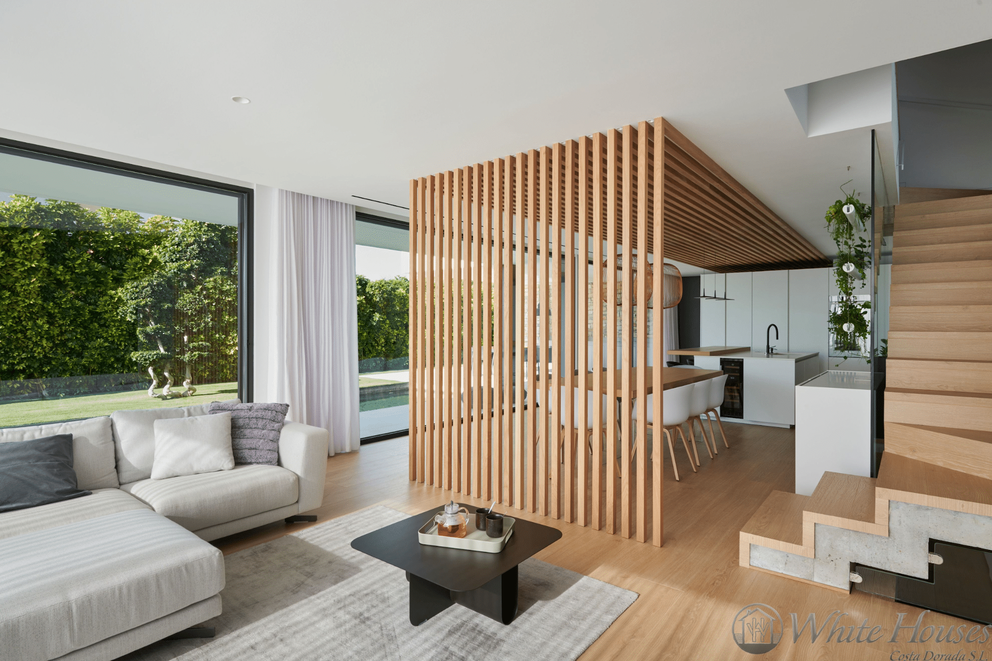 Wooden slats minimalist room divider 