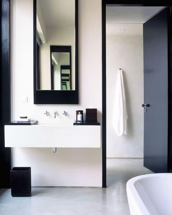 Minimalist black and white bathroom