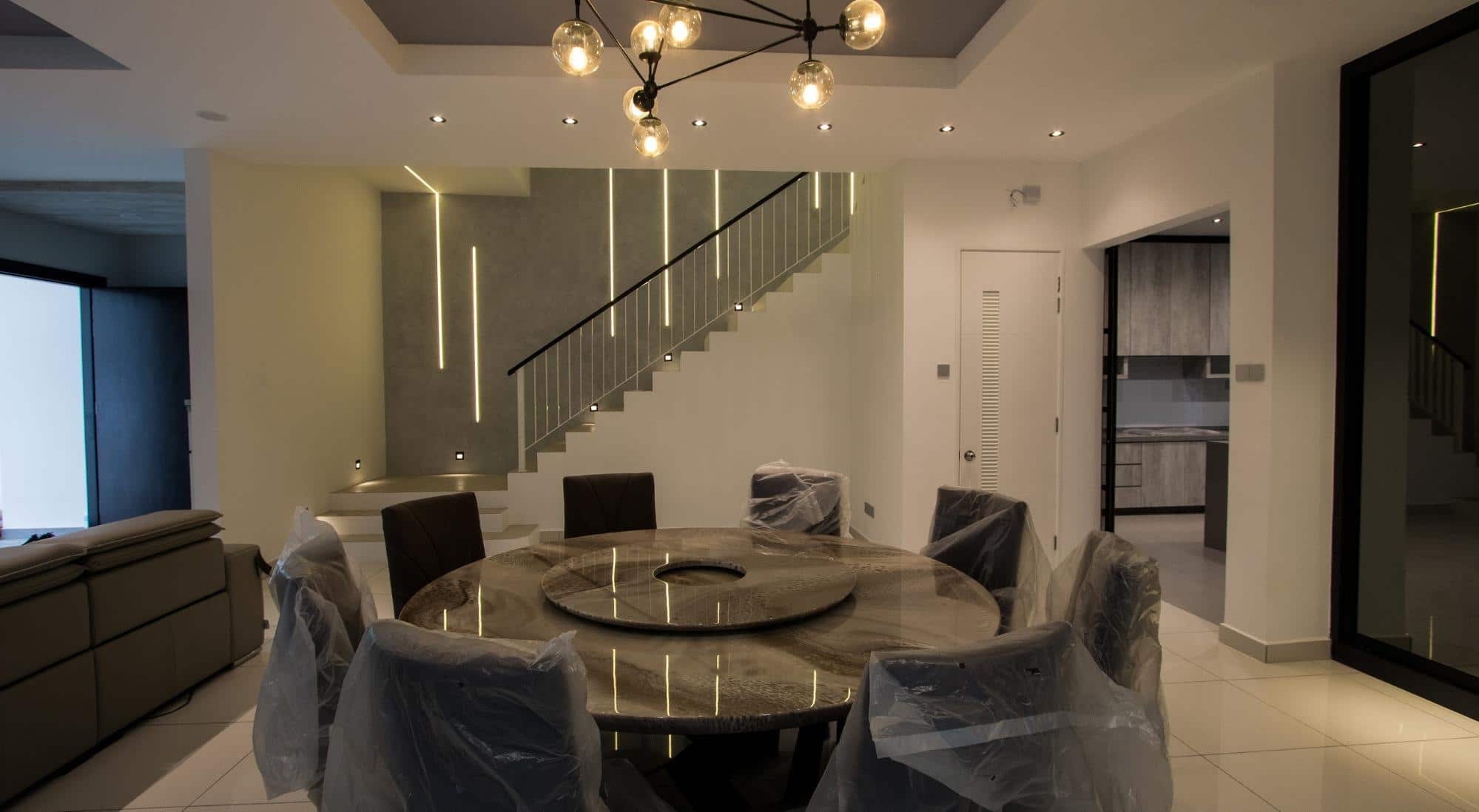 Modern industrial open space dining room design