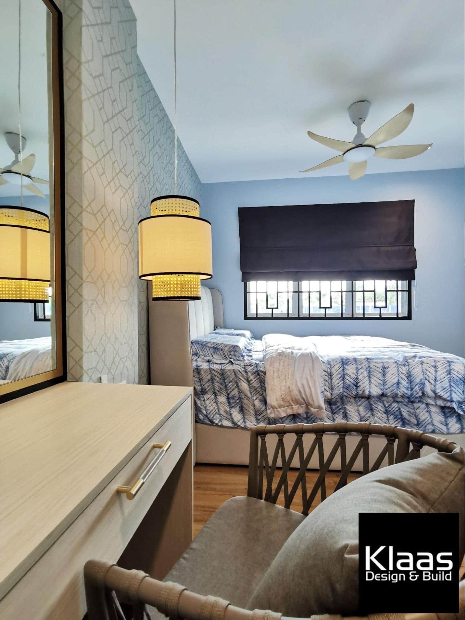 Blue-toned bedroom