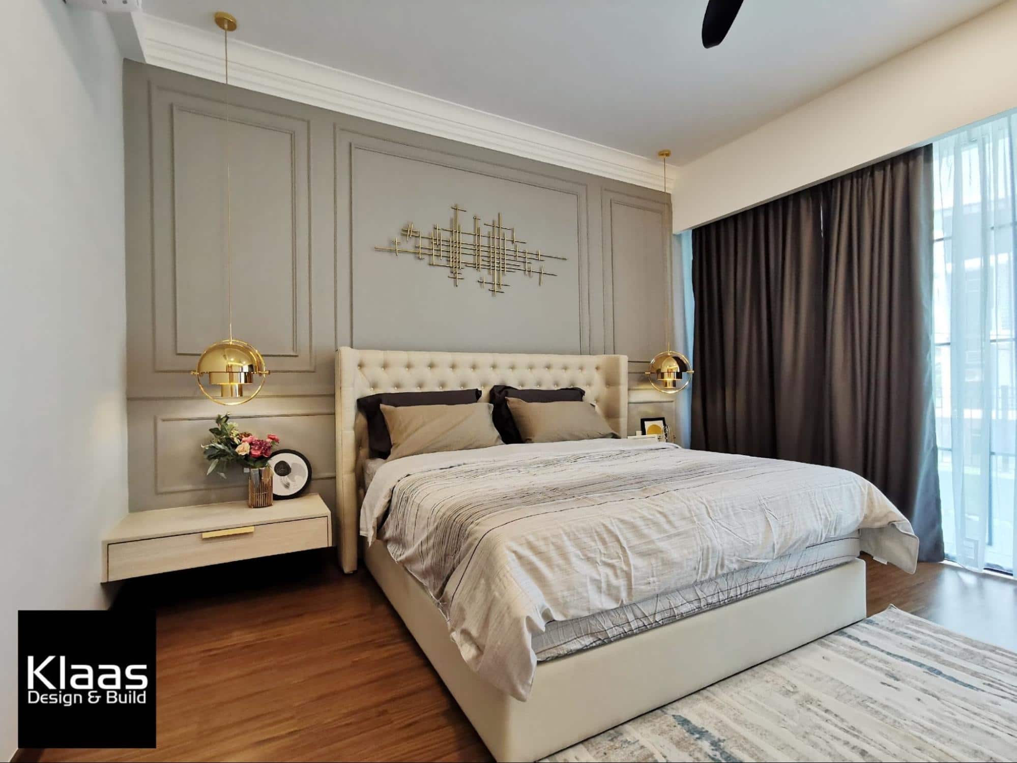 Modern classical bedroom bedhead feature wall