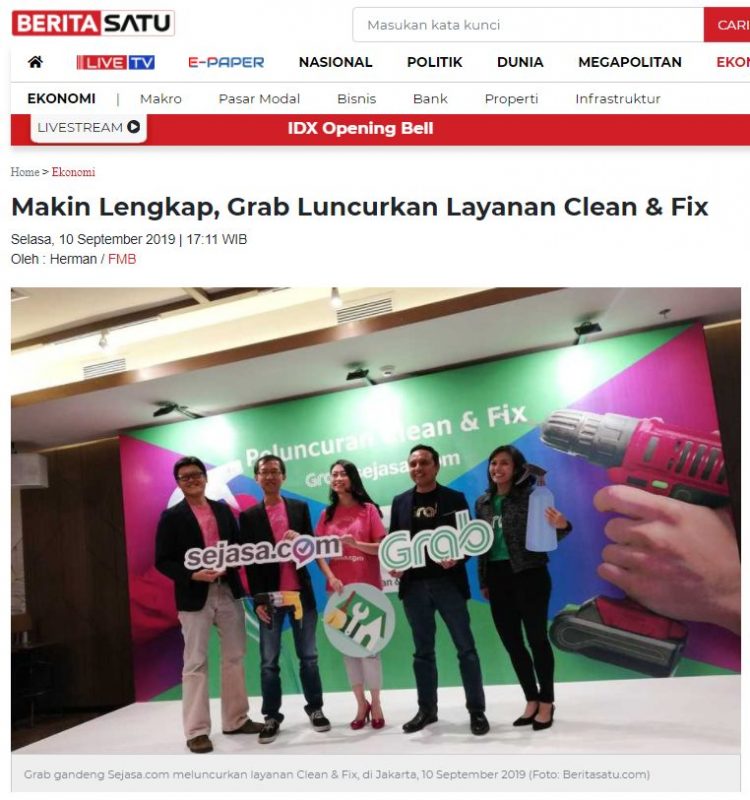 Launching our partnership with Grab Indonesia. Source: Berita Satu, Jakarta, Sep 2019