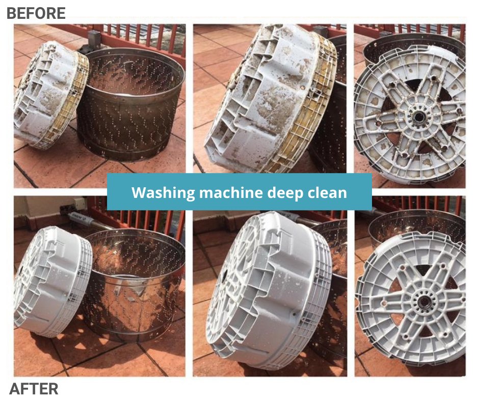 Washing machine deep cleaning before and after comparison