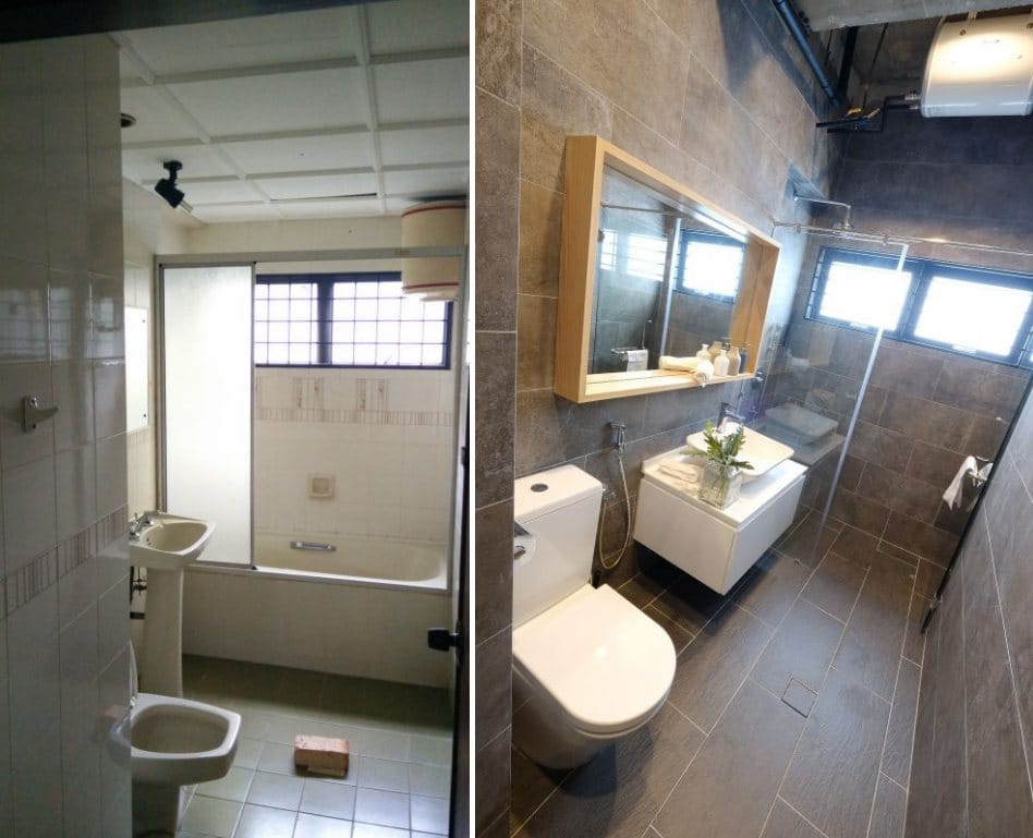 Renovasi bilik mandi modern bertona gelap