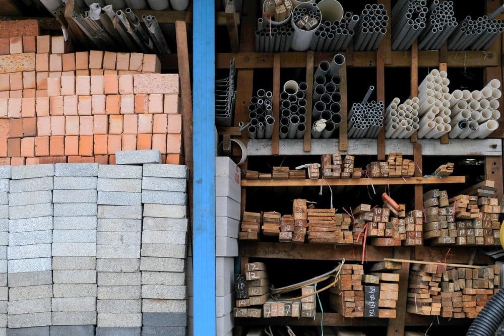 Renovation materials in a supply warehouse. Costs of raw construction materials in Malaysia have gone up 20 - 50% since the beginning of 2022, and contractors are forced to absorb the increase, or pass the costs to clients.