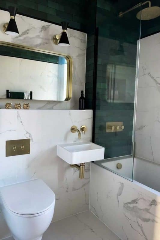 Above: Want to try something really different? Switch to brushed brass faucets and mixers. Source: jtpuk