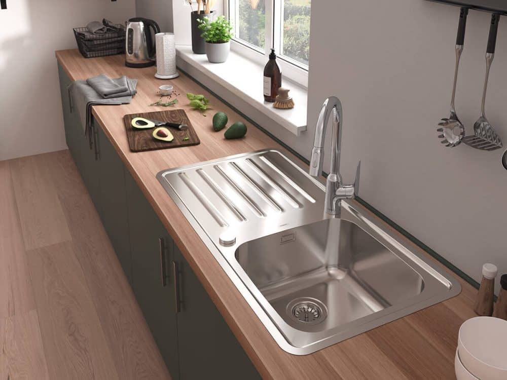 Stainless steel sink with drainboard by Hansgrohe